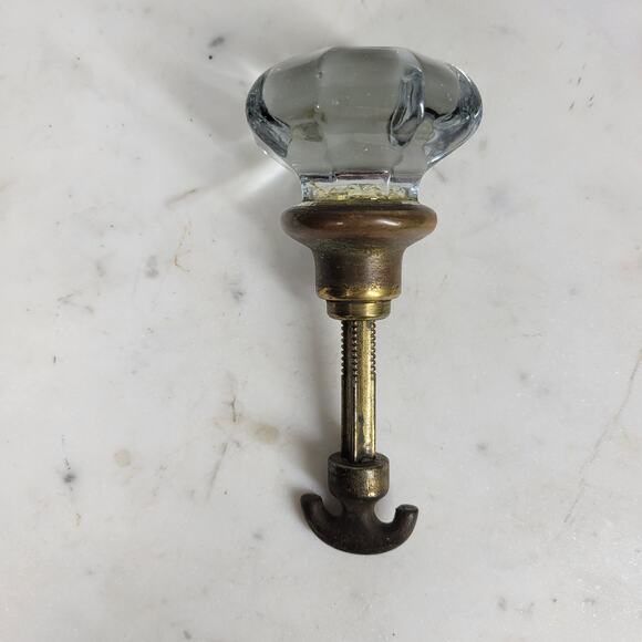 Antique 8‎ Point Crystal Door Knob 5" Interior Handle Metal and Glass Door Knob - Picture 9 of 16